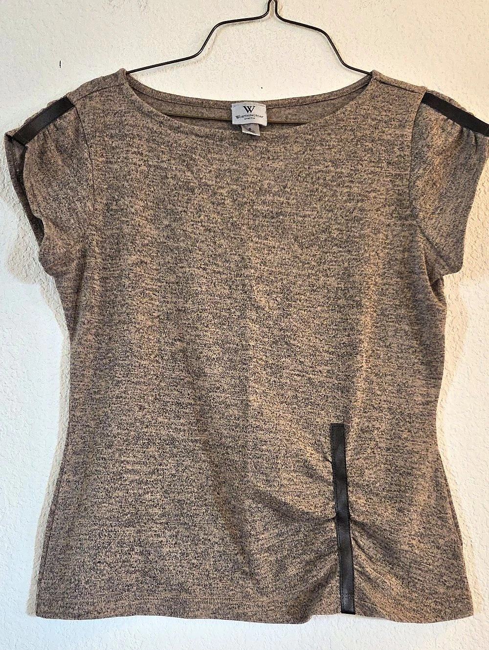 Worthington Ruched Short Sleeve Top in Brown Small Like New